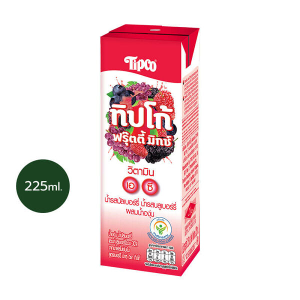 TIPCO Fruity Mix น้ำผลไม้ผสมน้ำผักรวม สูตรเบอร์รี่ Berry ขนาด 225 มล.