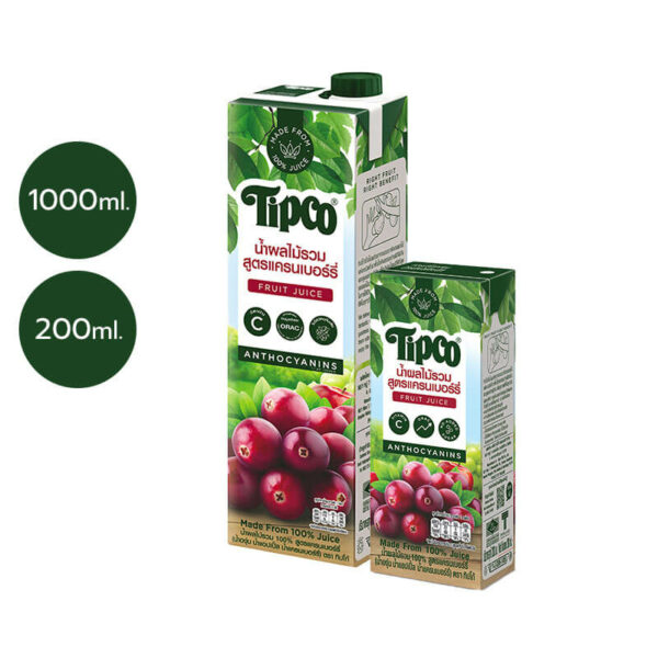 TIPCO น้ำผลไม้รวมสูตรแครนเบอร์รี่ Cranberry & Mixed Fruit Juice100%