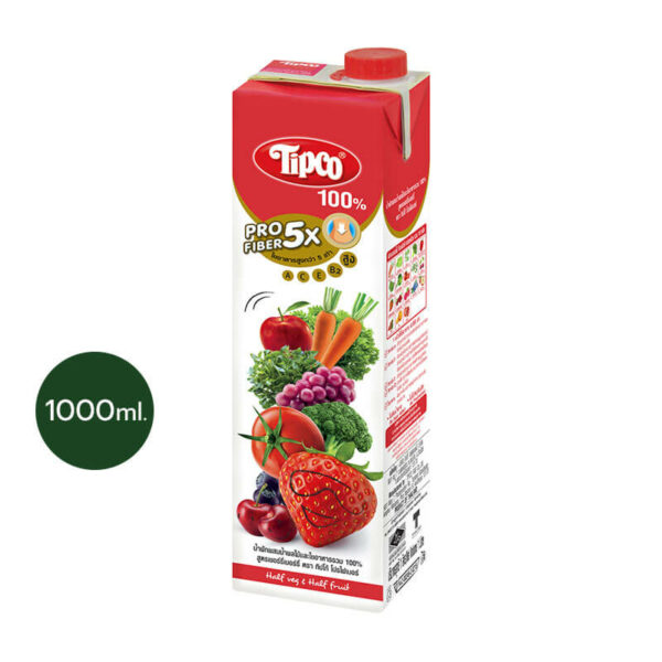 TIPCO Profiber น้ำผักผสมน้ำผลไม้ สูตรเชอร์รี่เบอร์รี่ Mixed Veggie & Cherryberry 100%