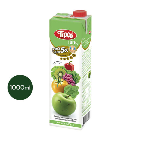 TIPCO Profiber น้ำผักผสมน้ำผลไม้ สูตรแอปเปิ้ลเขียว Mixed Veggie & Green Apple 100%