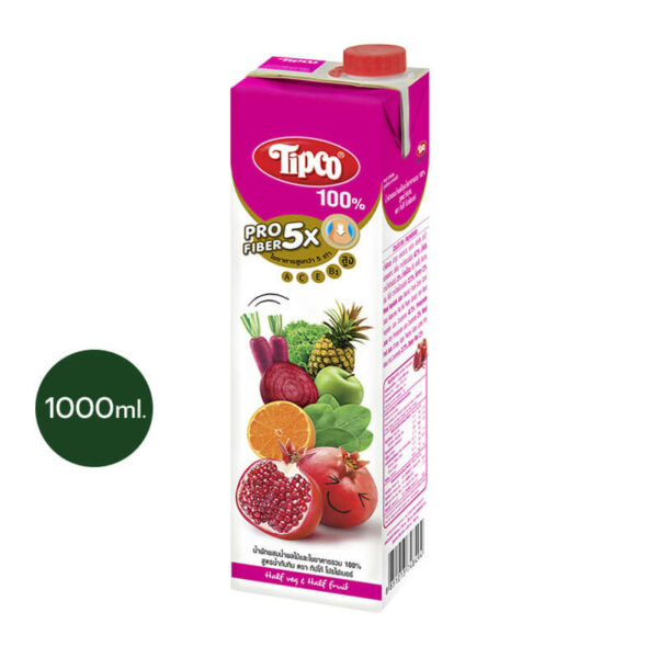 TIPCO Profiber น้ำผักผสมน้ำผลไม้ สูตรน้ำทับทิม Mixed Veggie & Pomegranate 100%