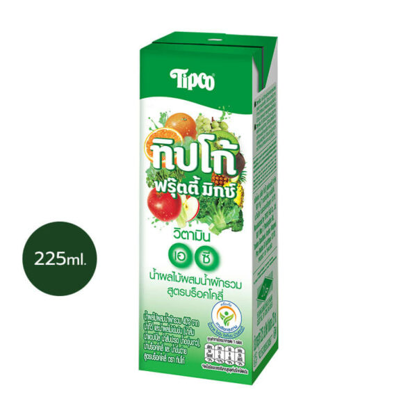 TIPCO Fruity Mix น้ำผลไม้ผสมน้ำผักรวม สูตรบร็อคโคลี่ Broccoli ขนาด 225 มล.