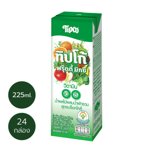 (ขายส่ง)TIPCO Fruity Mix น้ำผลไม้ผสมน้ำผักรวม สูตรบร็อคโคลี่ Broccoli ขนาด 225 มล. x24 (คละได้-10ลังขึ้นไป)