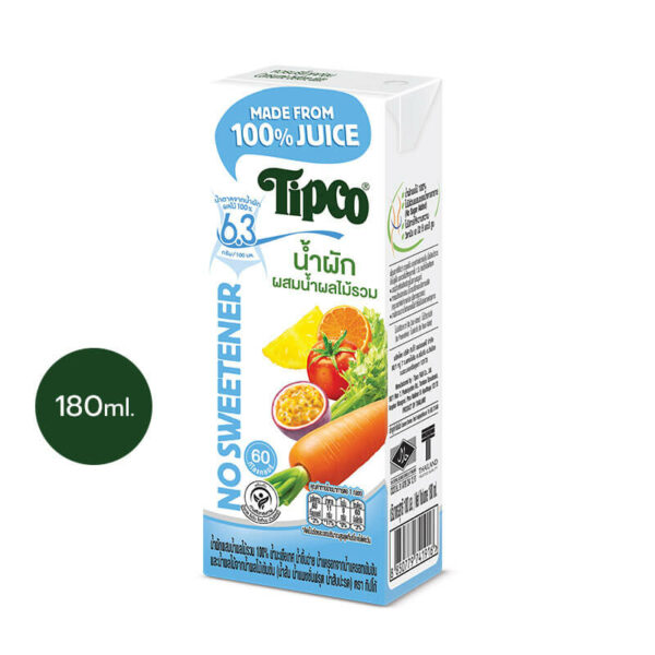 TIPCO น้ำผลไม้ผสมน้ำผักรวม สูตรหวานน้อย Mixed Vegetable & Mixed Fruit LessSweet