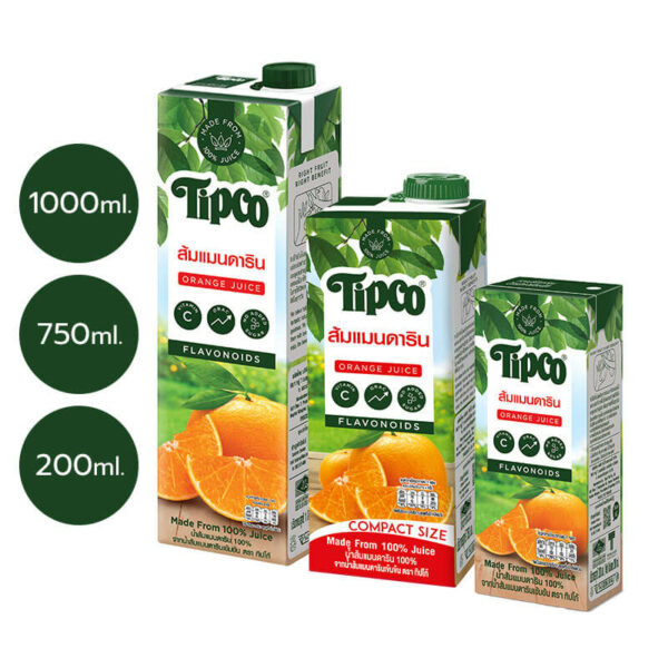 TIPCO น้ำส้มแมนดาริน Mandarin Orange juice 100%