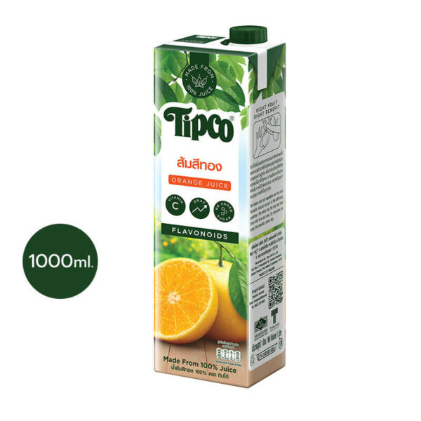 TIPCO น้ำส้มสีทอง Sithong Orange juice 100%
