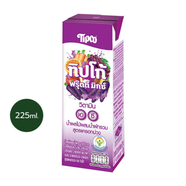 TIPCO Fruity Mix น้ำผลไม้ผสมน้ำผักรวม สูตรแครอทม่วง Purple Carrot ขนาด 225 มล.