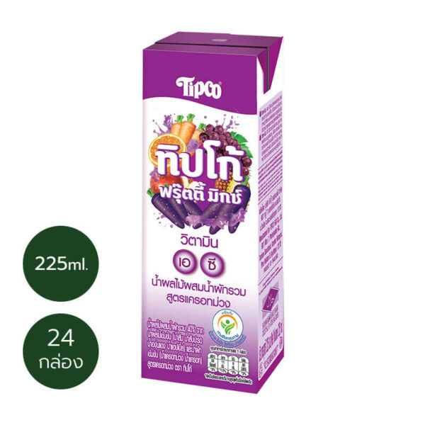 (ขายส่ง)TIPCO Fruity Mix น้ำผลไม้ผสมน้ำผักรวม สูตรแครอทม่วง Purple Carrot ขนาด 225 มล. x24 (คละได้-10ลังขึ้นไป)
