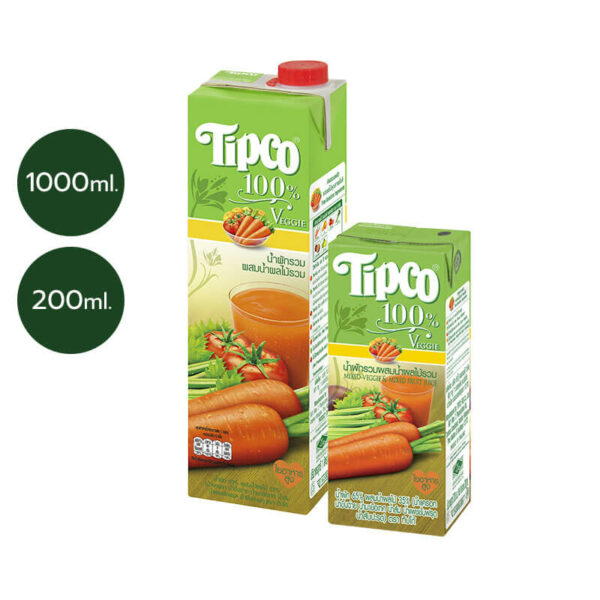 TIPCO น้ำผักรวมผสมน้ำผลไม้รวม Mixed Vegetable & Mixed Fruit 100%