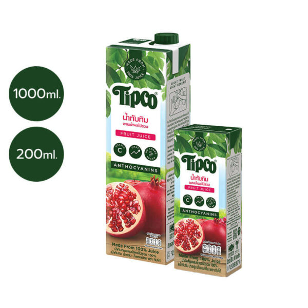 TIPCO น้ำทับทิมผสมน้ำผลไม้รวม Pomegranate & Mixed Fruits Juice 100% (ยกลัง)
