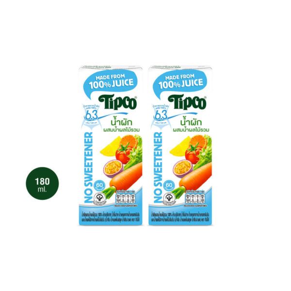 (แพ็กคู่)TIPCO น้ำผลไม้ผสมน้ำผักรวม สูตรหวานน้อย Mixed Vegetable  Mixed Fruit LessSweet